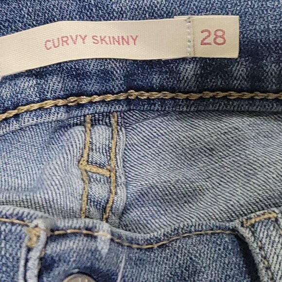 Levis Womens Curvy Skinny Jeans Size 28 Medium Wash Distressed Denim - Picture 6 of 8